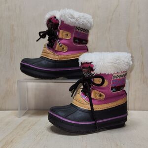 London Fog Pink Tan Black Snow Boots Child Waterproof Winter Boot Girls 6